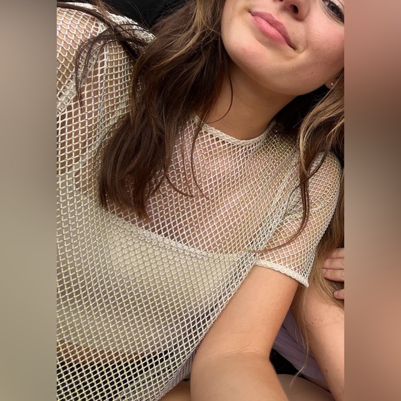 Mesh Rhinestone Short Sleeve Top - Picture 5 of 5